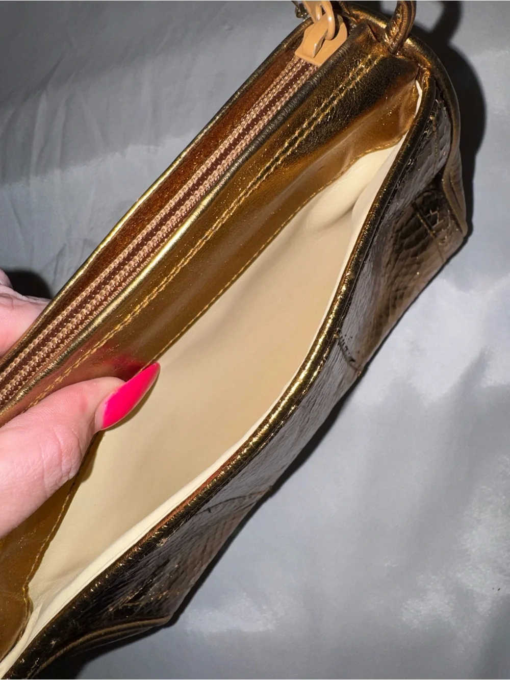 Giani Bernini Gold Metallic Textured Wristlet Clutch - Designer Style